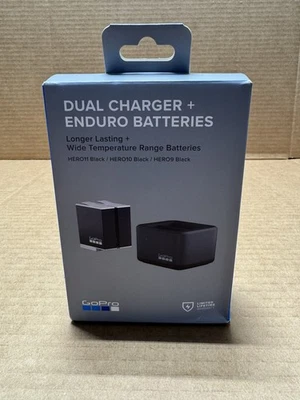 GoPro Dual Battery Charger + 2 Enduro Batteries Hero Black 9,10,11,12 Compatible