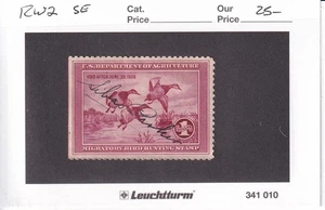U.S.: Sc # RW2, $1 Federal Duck Hunting Stamp, Used (Straight Edge) (E15632) - Picture 1 of 1