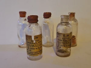 5 Stück LEERE antike ILETIN INSULIN, Lilly Flasche, 5 cc U-20 zwei mit Etikett - Bild 1 von 11