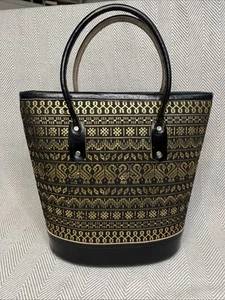 Vintage Guatemalan Textile and Leather Handbag - Bild 1 von 4