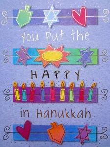 4x "You Put the HAPPY in Hanukkah and the JOY in Every Day!" HANUKKAH CARDS RPG - Picture 1 of 2