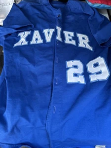 Xavier College University Baseball Jersey Blue Large Stitched #29 Musketeers - Picture 1 of 4