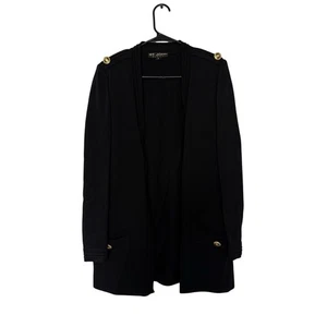 St John Black Santana Knit Long Length Open Front Cardigan sz Medium - Picture 1 of 7