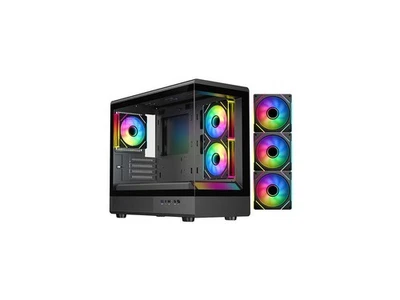 DIYPC ARGB-M1-BK Black USB3.0 Tempered Glass Micro ATX Gaming Computer Case w/ - Image 1 of 4