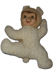 Vintage 1950er Miss Frances Ding Dong Schule Teddybär Gummi Gesicht Schlaf Augen selten - Bild 1 von 24