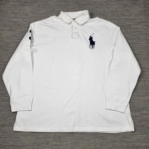 Polo Ralph Lauren Rugby Shirt Herren XXL weiß blau Big Pony Vintage 90er - Bild 1 von 11
