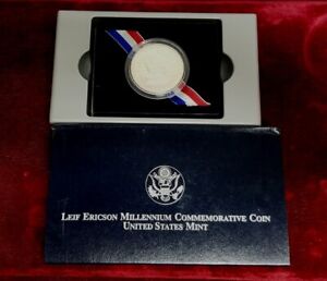 2000-P $1 Leif Ericson Uncirculated Commemorative Coin with Box + C.O.A.