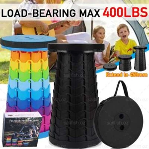 Portable Chair Telescopic Folding Stool Collapsible Seat Outdoor Camping Fishing - Picture 1 of 14