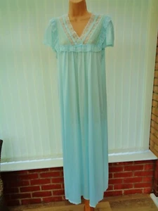 G82 VTG ST MICHAEL M&S TURQUOISE SHEER LACE NYLON 70'S NIGHTDRESS 12 14 BNWT - Picture 1 of 8