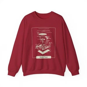 Vintage Plattenspieler Sweatshirt, Geschenk für Musikliebhaber, Retro Bekleidung, Unisex - Bild 1 von 57