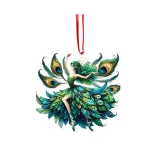 3 elegante Pfau Engel Elfe Anhänger Ornament Schlenker Sonnenfänger - Bild 1 von 4