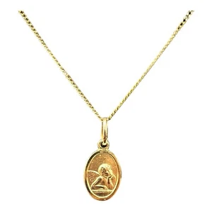 9ct 9K Yellow Gold Guardian Angel Oval Medallion Pendant 1.05 Grams. Brand New - Picture 1 of 8