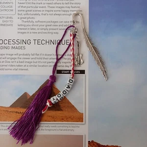Tibetan Silver Bookmark for DAD, GRAMPS etc / Guitar charm / Personalised - Picture 1 of 4
