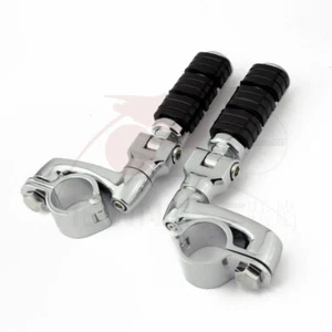 Kit de montaje de pedal de estriberas cromadas para motocicleta carretera para Harley barra de choque de 1,25" - Imagen 1 de 12