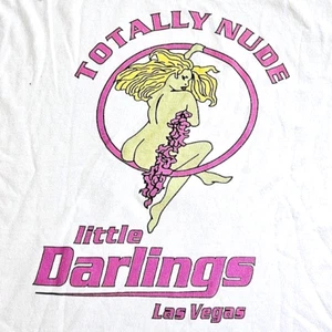 Vintage 90s Little Darlings Totally Nude Strip Club Las Vegas T Shirt XL - Picture 1 of 7