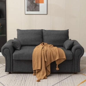 2/ 3 Seater Fabric Couch with Under Storage , Upholstered Linen Sofa - Picture 1 of 21