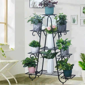 9 Tier Large Plant Stand Metal Flower Pot Holder Display Shelf Garden Rack Home - Picture 1 of 12