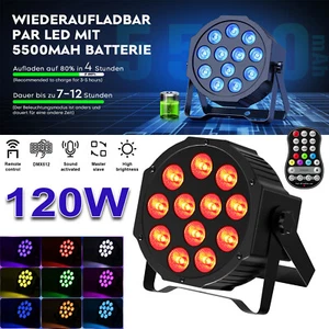 12 LED Akku LED Par Strahler 120W Partylicht RGB DMX Bühnenlicht Show Disco DJ - Bild 1 von 17