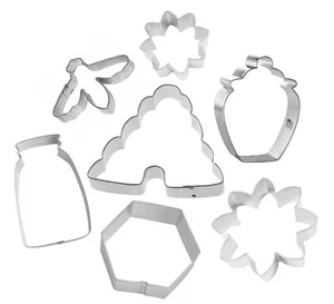 7 Piece Honey Bumble Bee Cookie Cutter Set Metal Beehive Mason Jar Pot Daisy Bi - Picture 1 of 11
