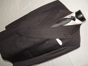 Bill Cairo Men's Double Breasted Gray Chalk Stripe Custom Suit 46 L Pants 38X34 - Picture 1 of 15