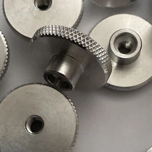 (10) Aluminum Knurled Knob , 10-32" Tapped Thru , 3/8" Base Dia. Free Shipping!! - Picture 1 of 3