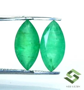 Par de piedras preciosas certificadas sin tratar de corte marquesa esmeralda natural de 2,16 quilates de 10x5 mm - Imagen 1 de 8