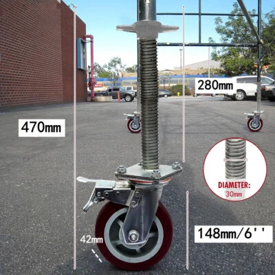 4X Ruote Per Ponteggi 500KG Ruota Girevole Per Carrello Rotella 470 mm Ø30 mm - Immagine 1 di 4