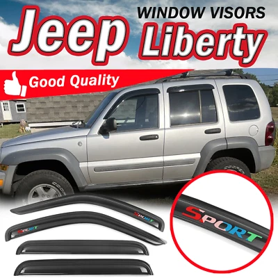 Fits 02-07 Jeep Liberty 4Dr Window Visor Rain Guard Deflector w/ Colourful Sport Foto 1 de 4