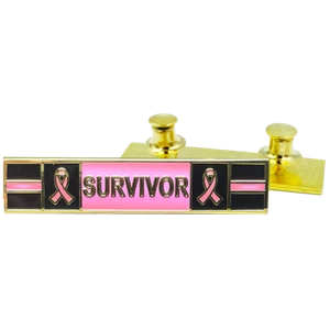 Thin Pink Line Breast Cancer Survivor commendation bar pin Police Style Breast C - Picture 1 of 3