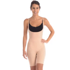 Wear Your Own Bra Bodysuit Shaper With Targeted Double Front Panel Nude - Picture 1 of 10