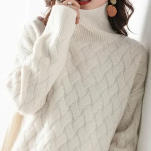 S-XL übergroßer Langarmpullover lockerer schicker Kaschmirpullover für Damen - Bild 1 von 8