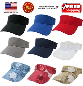 Men Women New Plain Solid Color Curved Sun Visor Adjustable Size Baseball Golf  - Picture 1 of 15