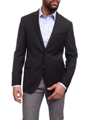 Blazer esportivo Napoli slim fit preto texturizado dois botões meia tela lã blazer - Imagem 1 de 4