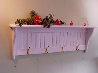 Coat Rack Wall Hanging Shelf With Hooks For Entrway Or Room White Wall Shelf - Image 1 of 4