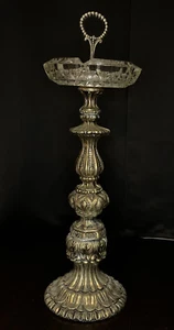 Vintage Pedestal Ashtray Mid Century Modern Art Deco Crystal Bowl 24' Retro MCM - Picture 1 of 16