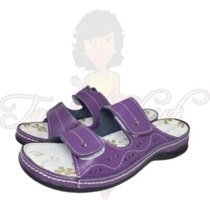 Coolers Premier Women's Purple Leather Open Toe Slip-On Slide Sandals Sz 6 - Picture 1 of 12