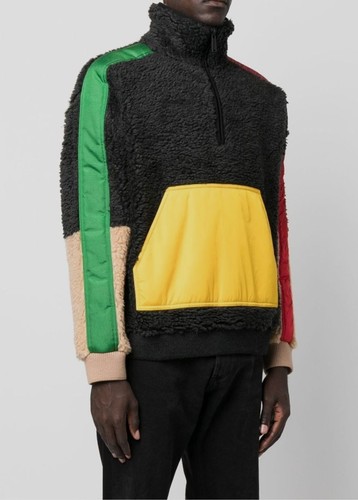 Felpa Sherpa Dsquared2 da uomo nera patch pioggia da $995 taglia M