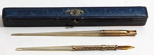 🔥2 Antique MOP Edward TODD & Co Dip Pen No. 1 Retractable Gold Nib W/Case🔥LOOK - Picture 1 of 18