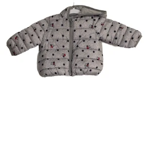 Disney Bebé Talla 12-18M Minnie Mouse Gris Lunares Puffer Chaqueta Con Capucha - Imagen 1 de 8