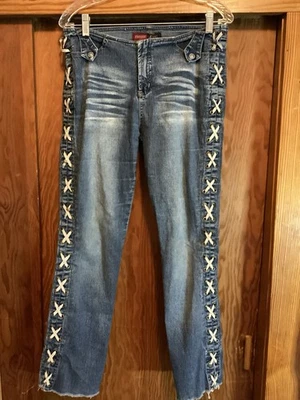 Vintage Younique Lace Up Sides Distressed Jeans Size 13 - Image 1 of 4