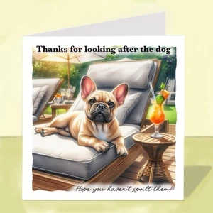 French Bulldog Dog Sitter, Pet Carer Thank You Card - Picture 1 of 1