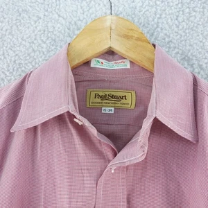 USA Made Paul Stuart 15x34 Woven In Italy Mens Red Long Sleeve Button Down Shirt - Picture 1 of 7