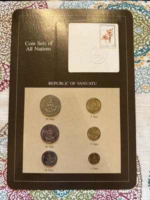 Franklin Mint Coin Sets of All Nations Republic of Vanuatu 6 coins 1 stamp 1983 - Image 1 of 2