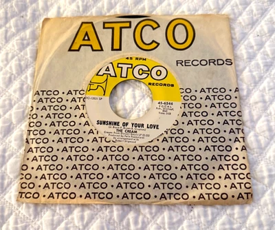 CREAM Sunshine Of Your Love SWLABRA 45 Clapton CLASSIC ROCK ATCO SLV 1969 MINT - Image 1 of 2