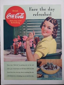 1939 vintage Coca-Cola print ad, face the day refreshed! - Picture 1 of 1