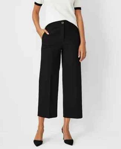 NUEVO ANN TAYLOR Negro The Kate Pierna Ancha Pantalones Cortos Talla 2 - Imagen 1 de 2