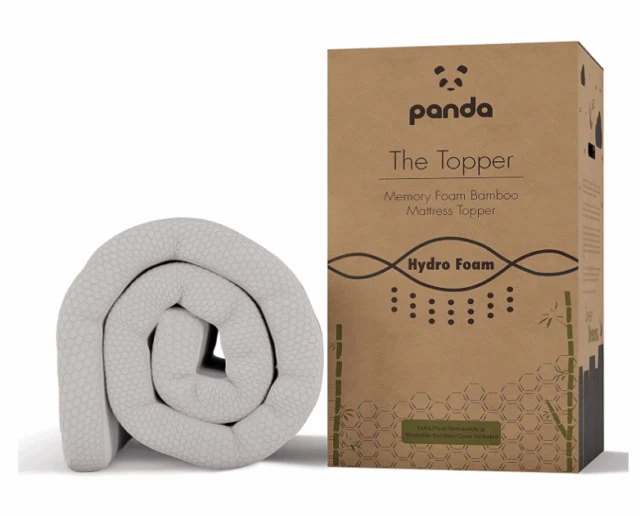 Panda The Topper Memory Foam Bamboo Mattress Topper - White, Small Double