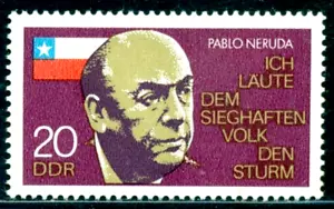 1974 Pablo Neruda,chilean poet,Nobel Prize in Literature,Germany DDR,1921,MNH - Picture 1 of 1