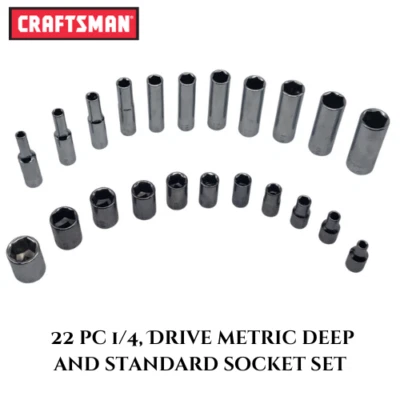 Craftsman Socket Set 22 Piece Metric Deep and Standard 1/4" Drive 6-Point - Image 1 of 4