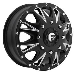 17x6.5 Fuel D513 Throttle DUALLY Front Black & Milled Wheel 8x210 (129mm)